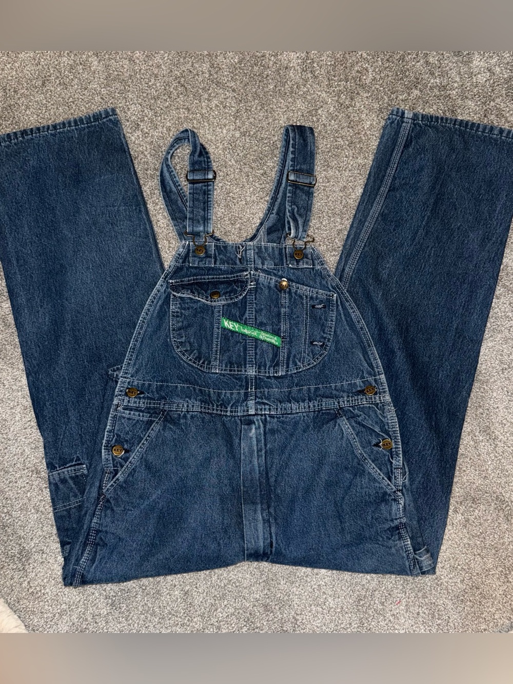 Vintage KEY Imperial Denim Overalls 36x32 Dark Wash Workwear Gorpcore